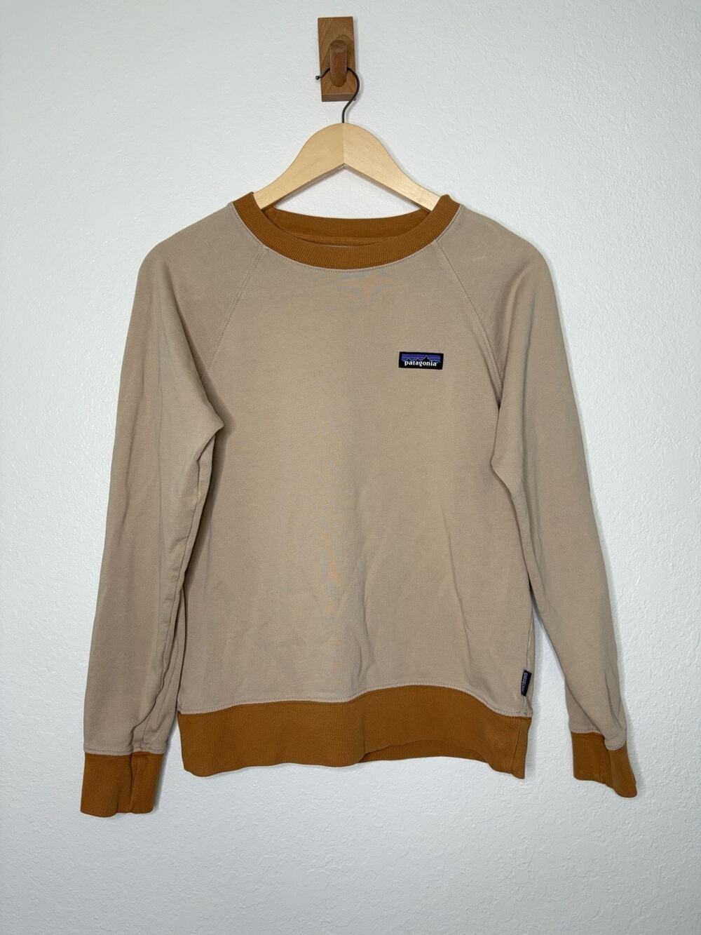 Patagonia Organic Cotton Crewneck Sweatshirt Two-Tone Tan Women's Size Small